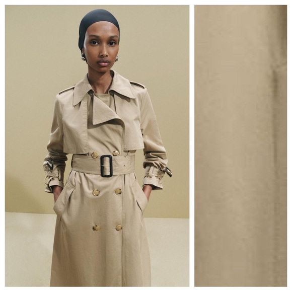 NWT. Zara Taupe Brown ZW Collection Water Repellent Trench Coat. Size S. - Picture 2 of 12